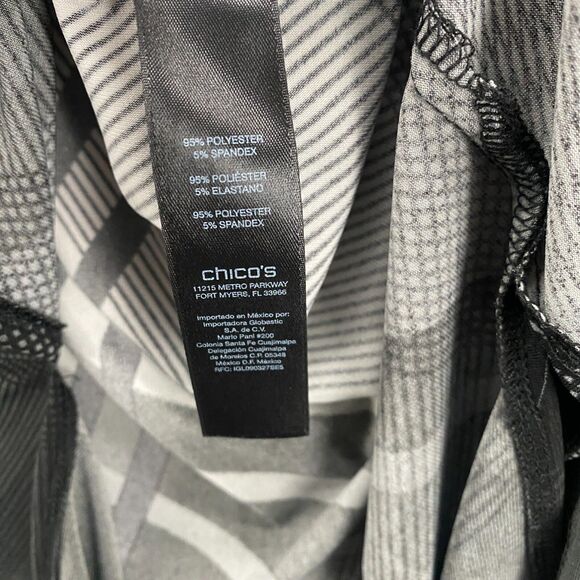 Travelers Chicos Top Womens S Black Geometric Tunic Round Neck Hippie Resort - Picture 8 of 10